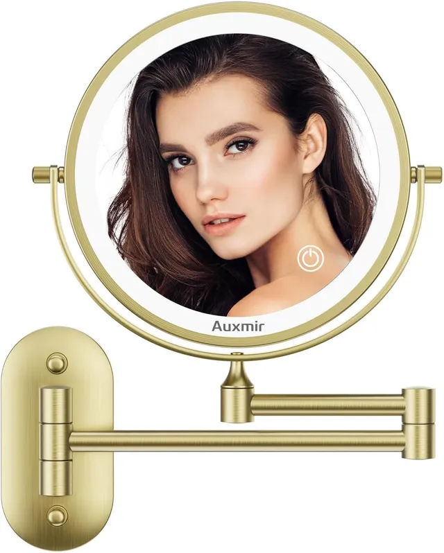 Auxmir Specchio Trucco Parete 10X Oro 54 LED Ricaricabile