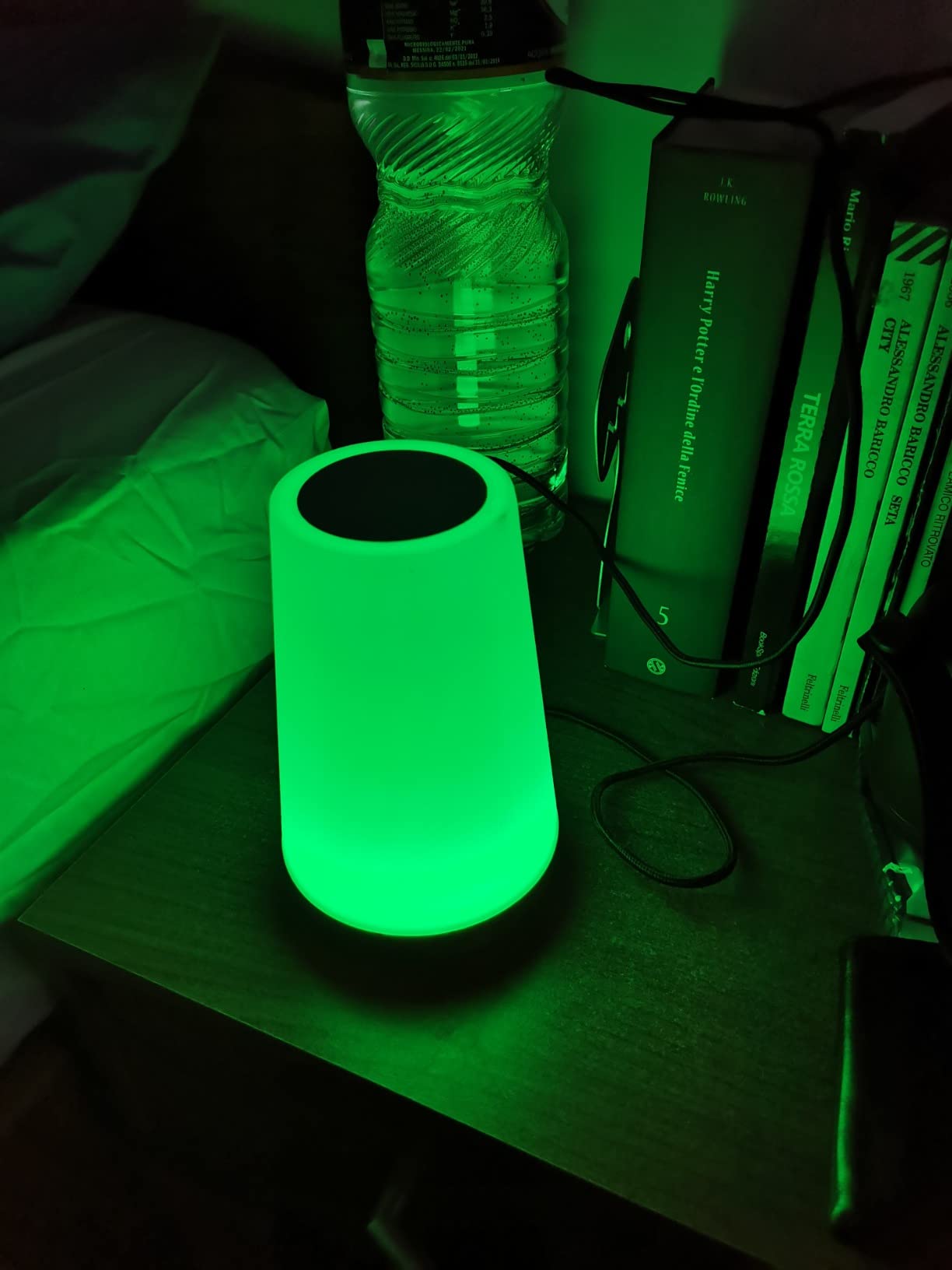 Auxmir Lampada da Comodino Touch Marrone LED RGB Ricaricabile