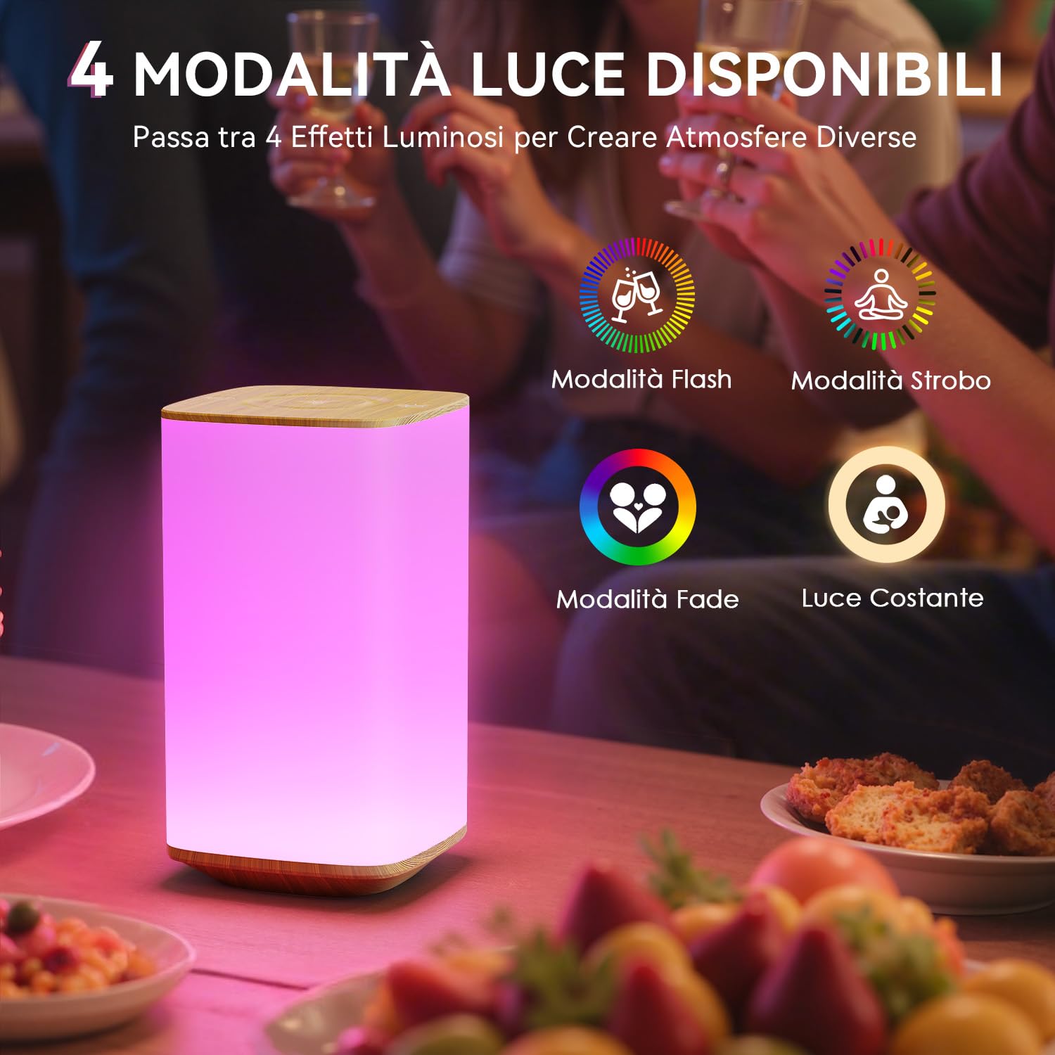 Auxmir Lampada da Comodino Senza Fili Marrone 4000mAh RGB