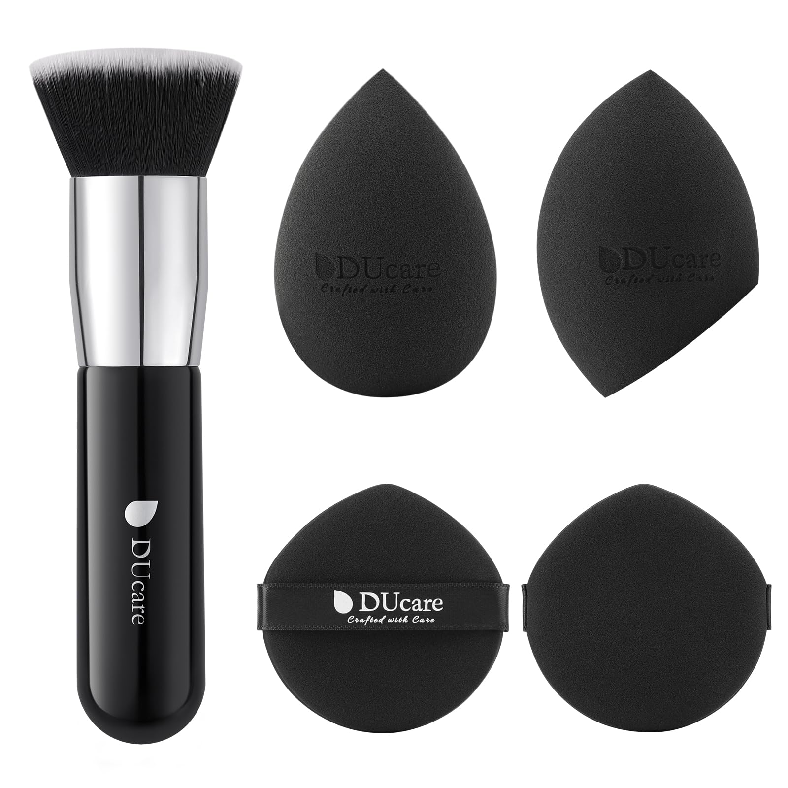 DUcare Set Spugne Trucco 4 Pezzi con Pennello Fondotinta