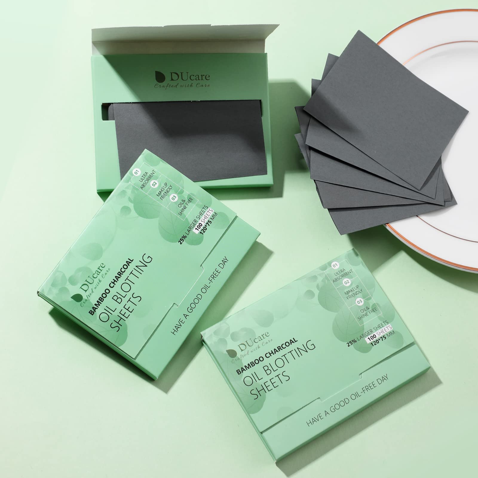 DUcare Fogli Assorbenti Viso 100 Pezzi Carbone Bambù