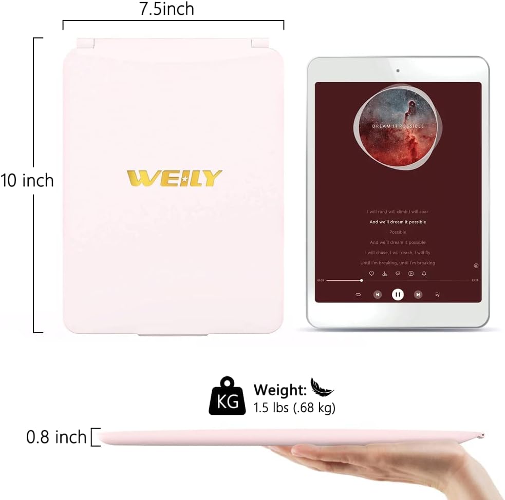 Weily Specchio Trucco Pieghevole 72 LED rosa ricaricabile touch