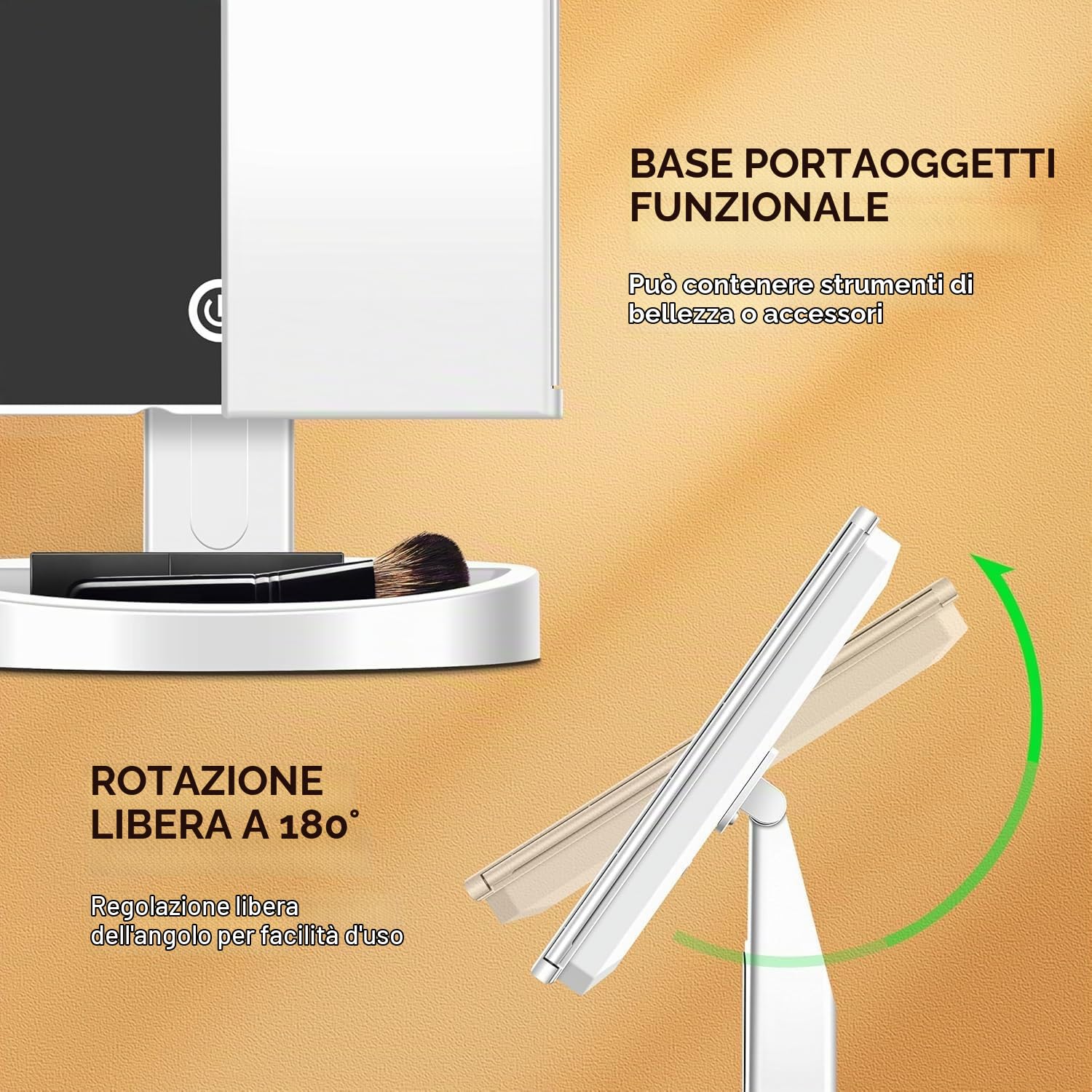 Auxmir Specchio Trucco con Luci Ricaricabile 3 Colori