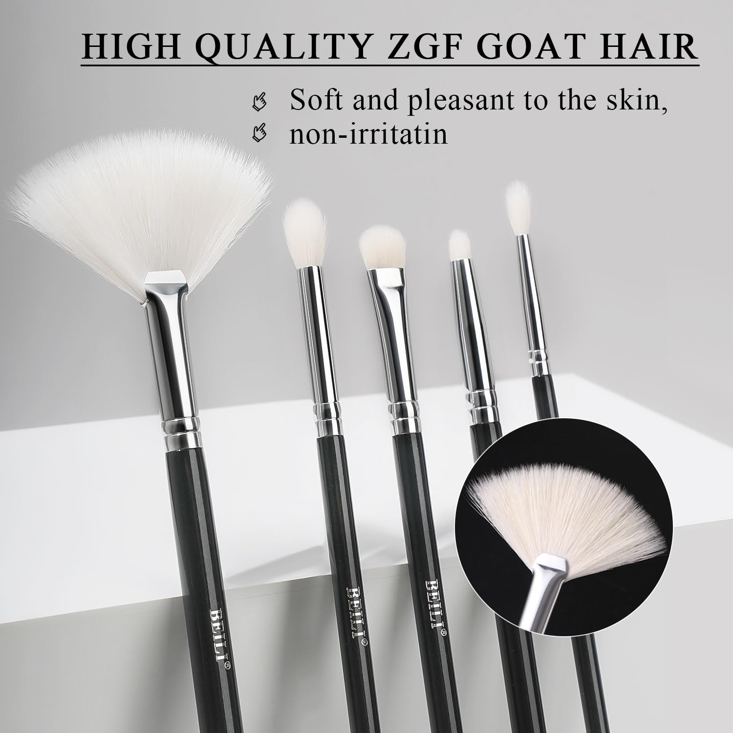 BEILI Set Pennelli Trucco 20 Pezzi Nero Pelo Naturale