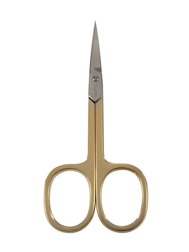 Titania Curva Oro forbice pelli manici dorati