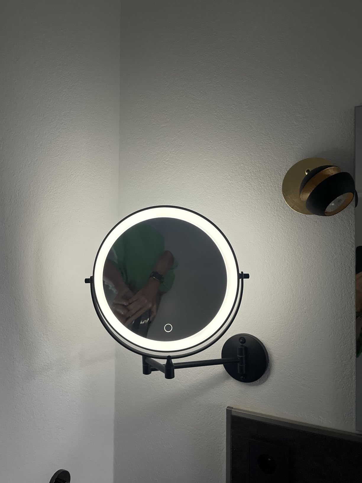 Auxmir Specchio Trucco 30X/1X Specchio da Parete Nero 25 cm LED