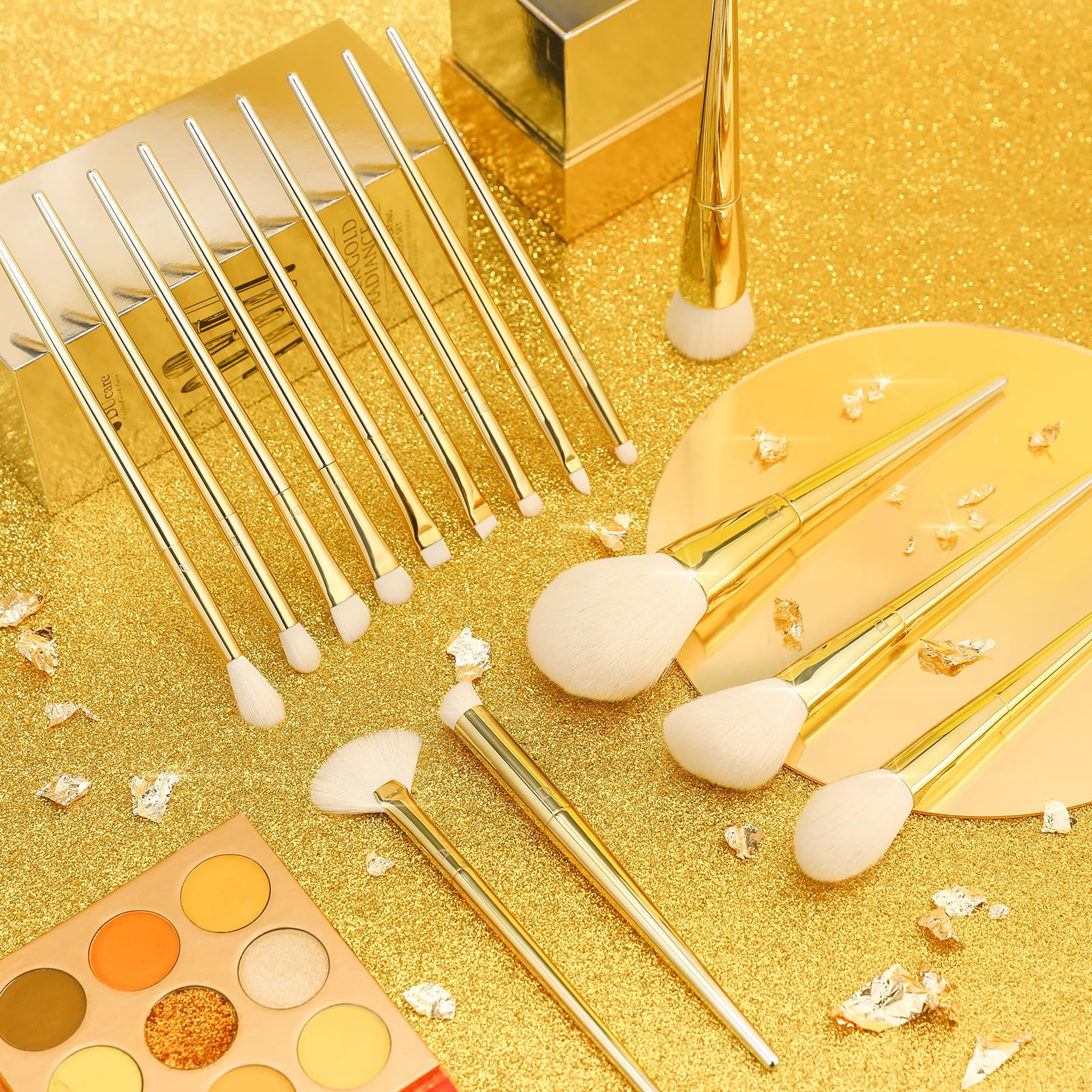 DUcare Pennelli Trucco Setole Sintetiche Oro Argento