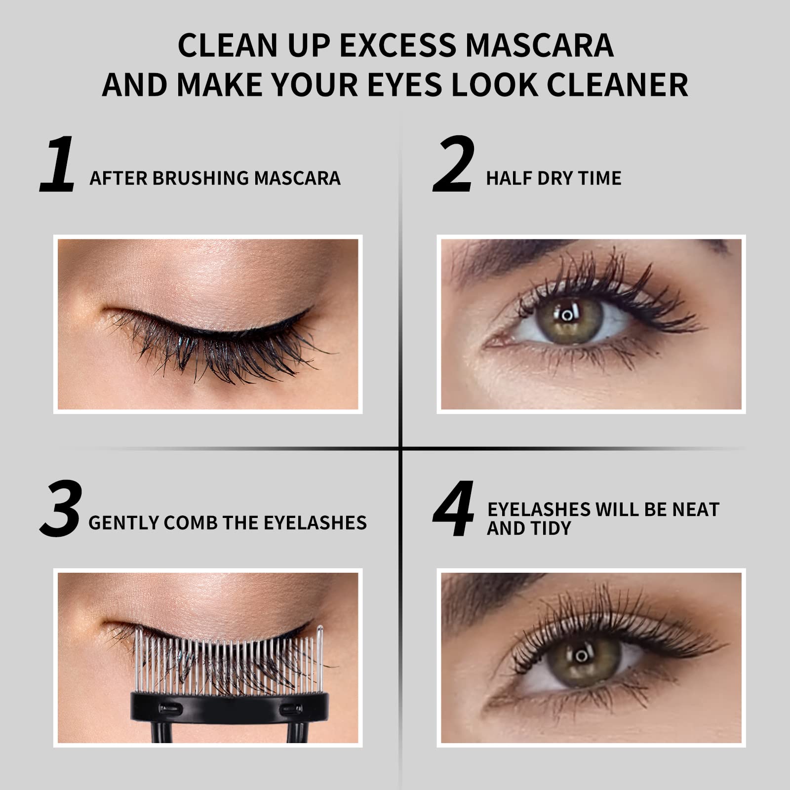 DUcare Pettine Ciglia pieghevole applicatore mascara denti metallo