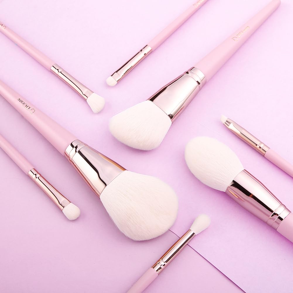 DUcare Set 8 Pennelli Trucco Rosa Vegano con Astuccio