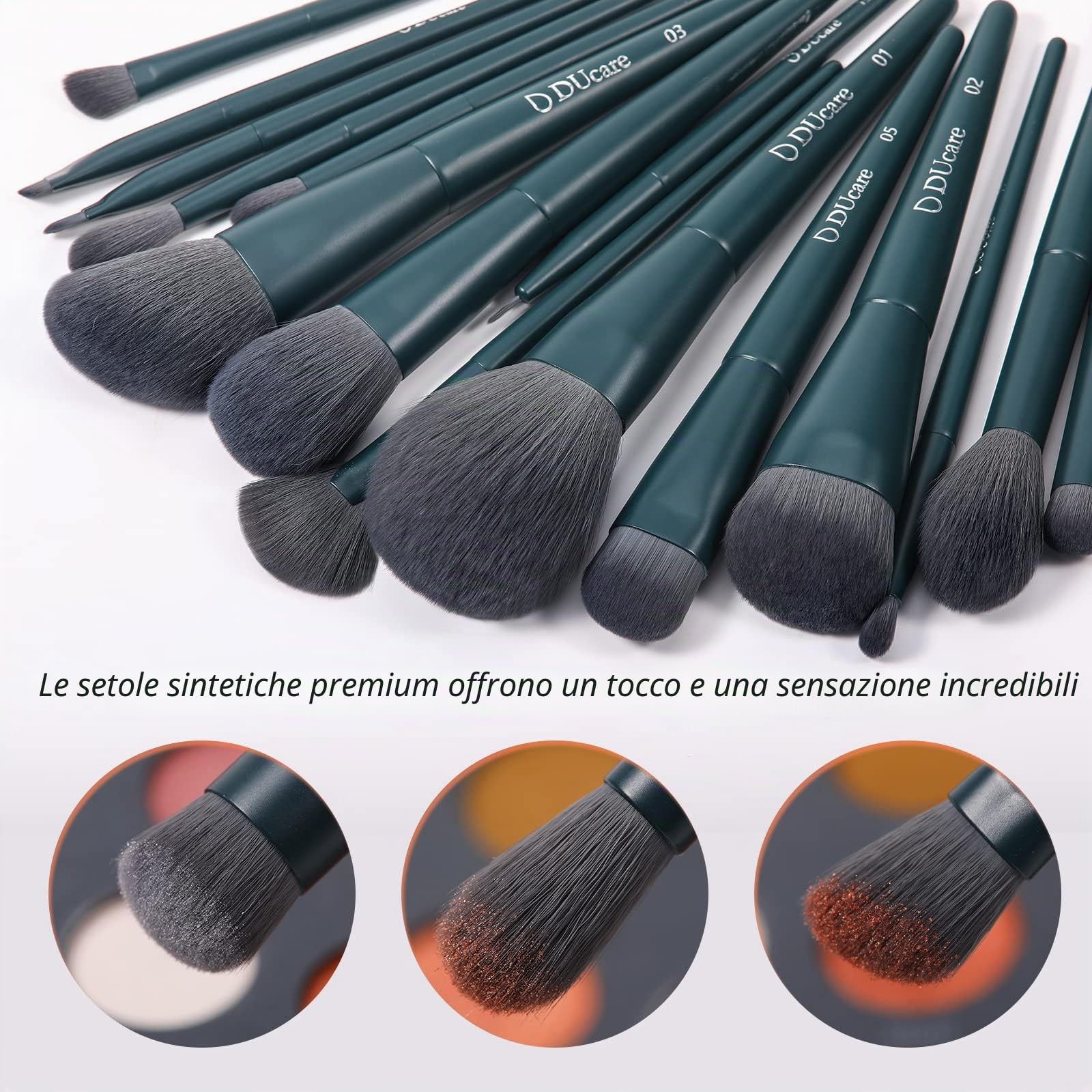 DUcare Set 17 pennelli trucco marrone con spugna