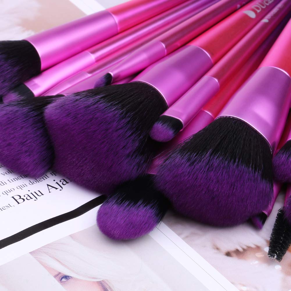 DUcare Set 15 Pennelli Trucco Rosa Fibra Sintetica