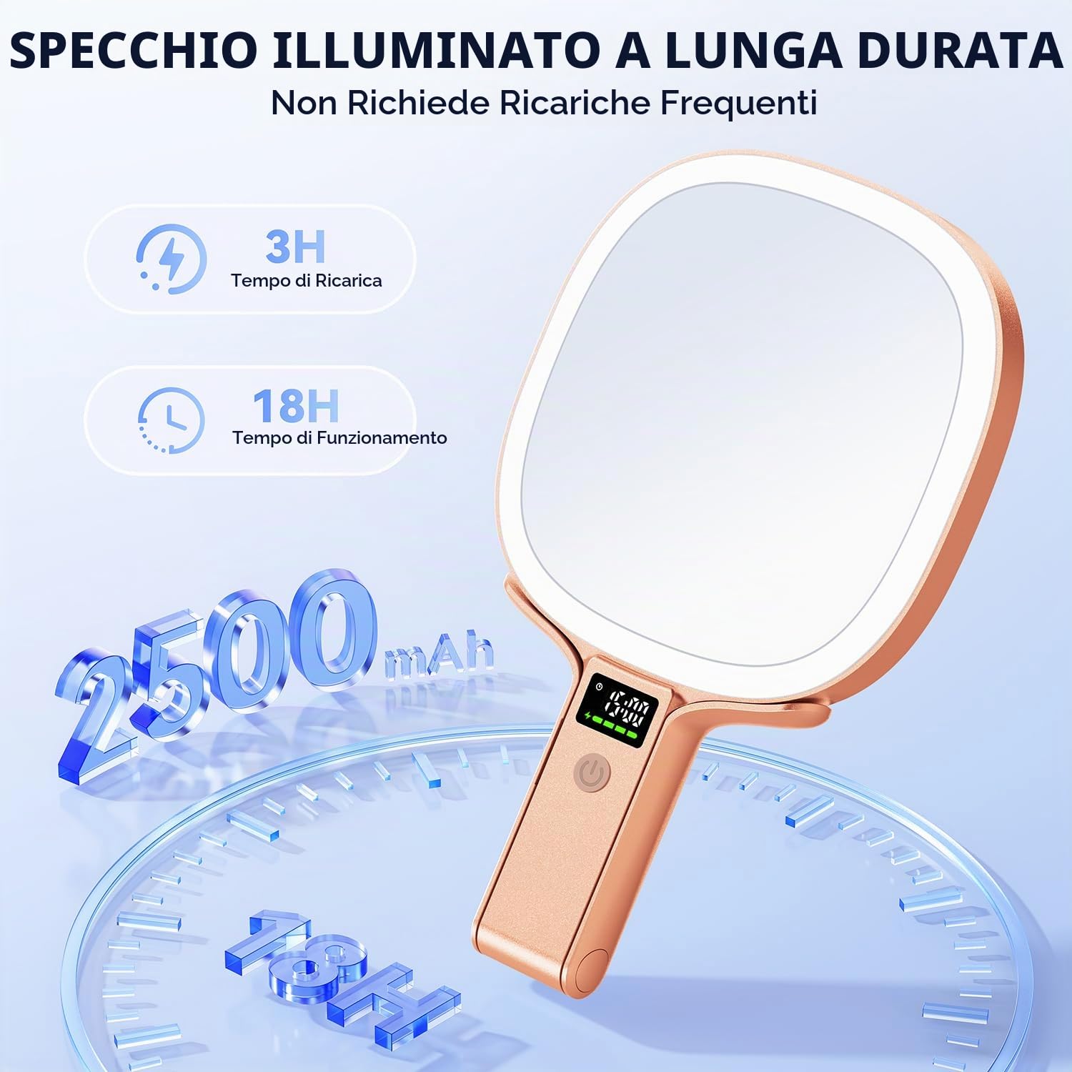 Auxmir Specchio Trucco LED 30X/1X Oro Rosa Ricaricabile