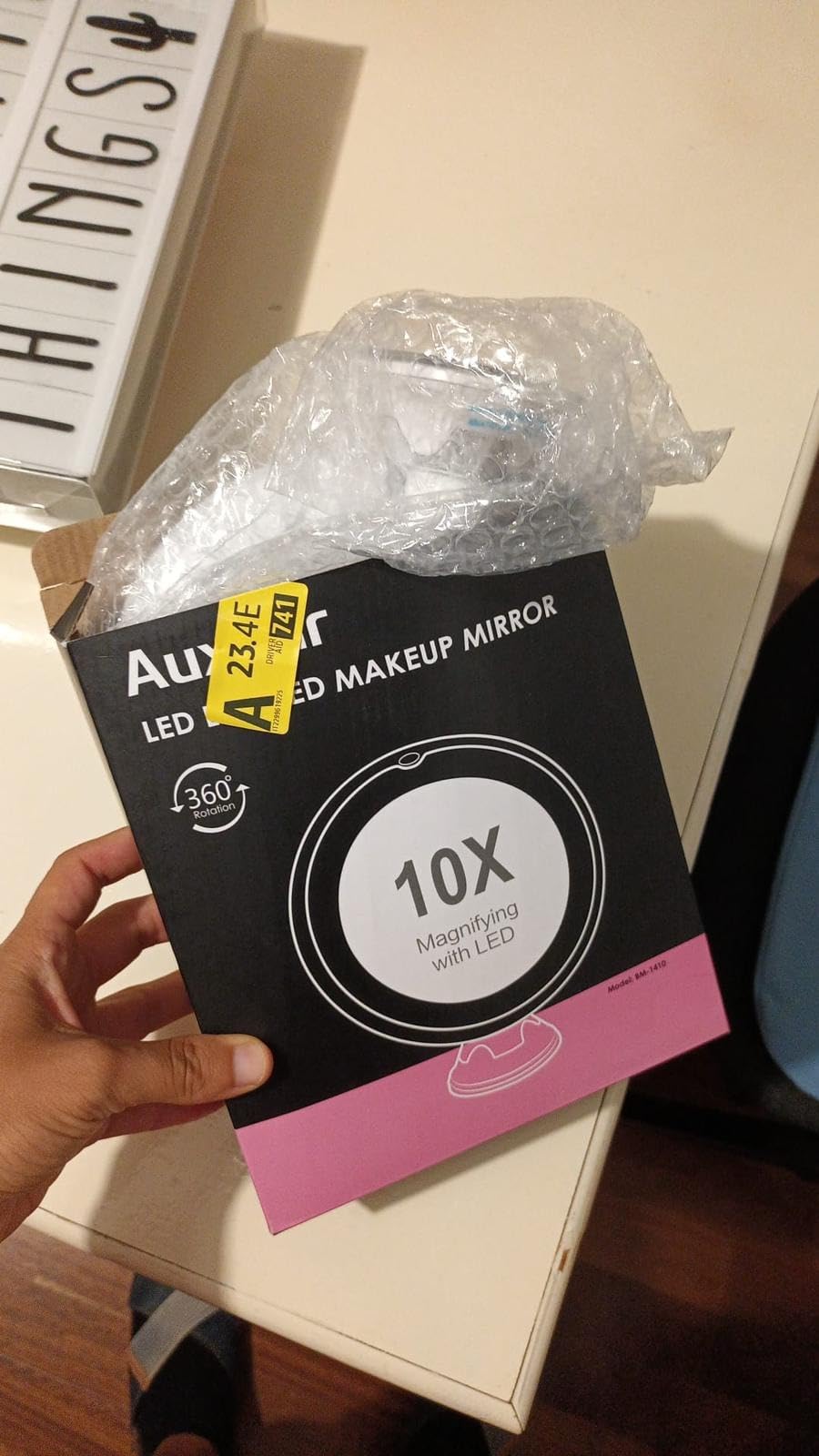 Auxmir Specchio Ingranditore 20X con Luce LED 20 cm a Ventosa