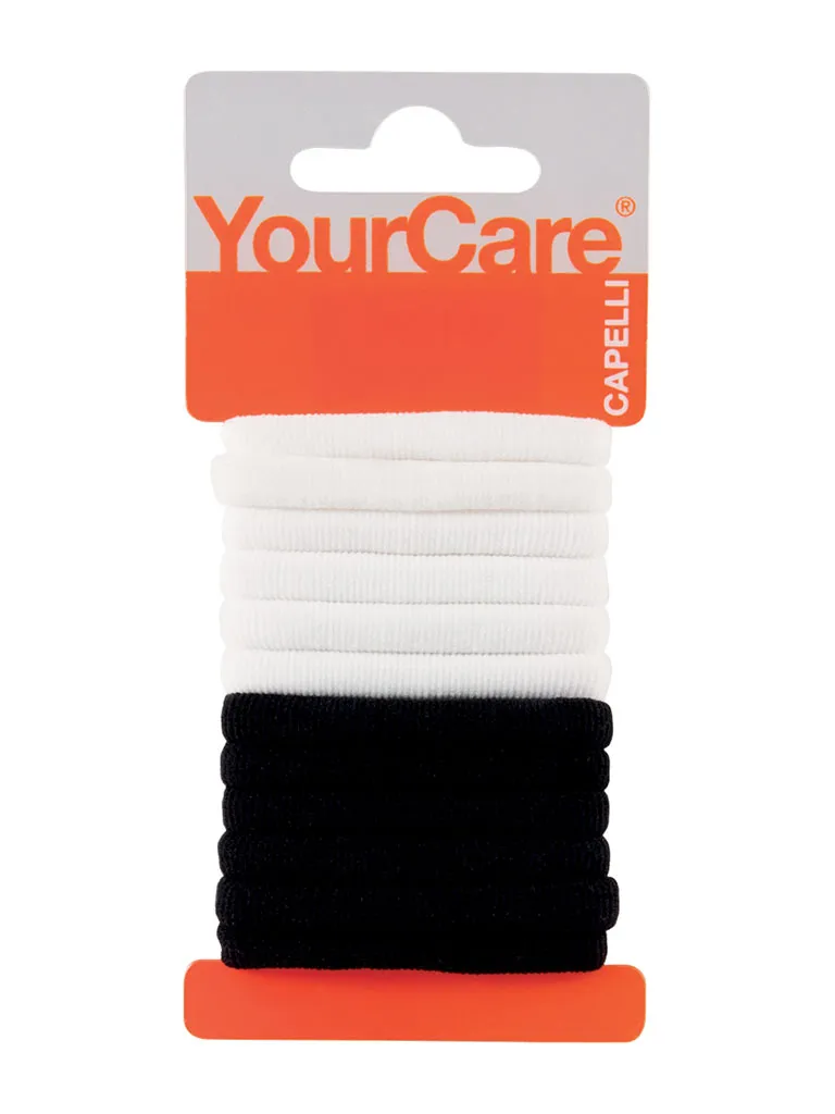 YourCare NoClip Elastici Capelli Medium Bianchi Neri 12 pz